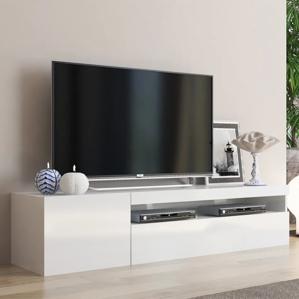 Italian Design Living Room Wooden TV Stand with Open Compartment - Suzana